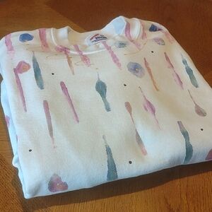 Unique Vintage 90s Jerzees 2X Crew neck Sweatshirt Painted Artistic Colorful